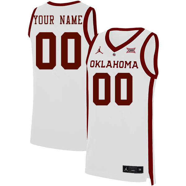 Custom Oklahoma Sooners College Name And Number Basketball Jerseys Stitched-White - Click Image to Close